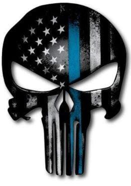 Thin Blue Line Punisher Skull Sticker (LOF)