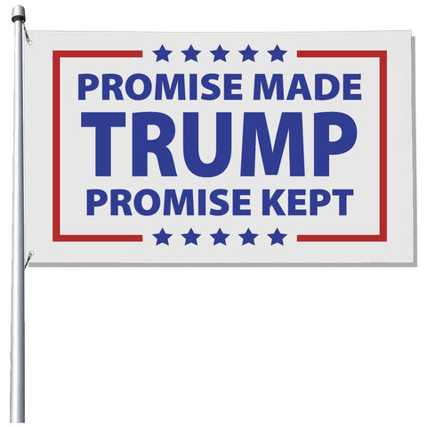 3x5 Trump 2024 Promises Made Promises Kept White 100D Woven Poly Nylon Flag
