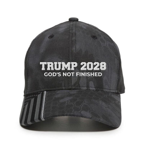Trump 2028 Embroidered Hat – God’s Not Finished, MAGA Baseball Cap