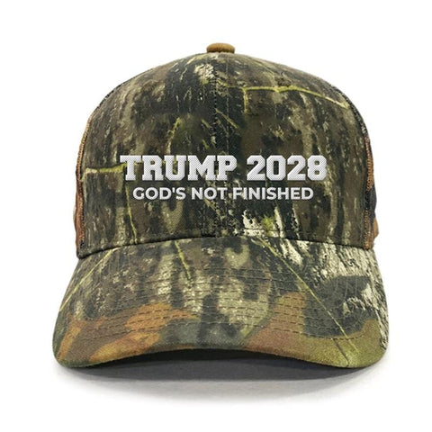 Trump 2028 Embroidered Hat – God’s Not Finished, MAGA Baseball Cap