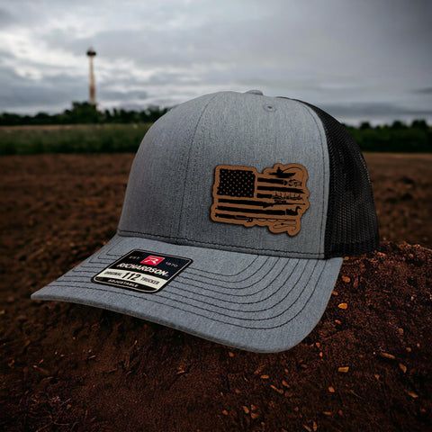 Hunting And Fishing Leather Patch Hat