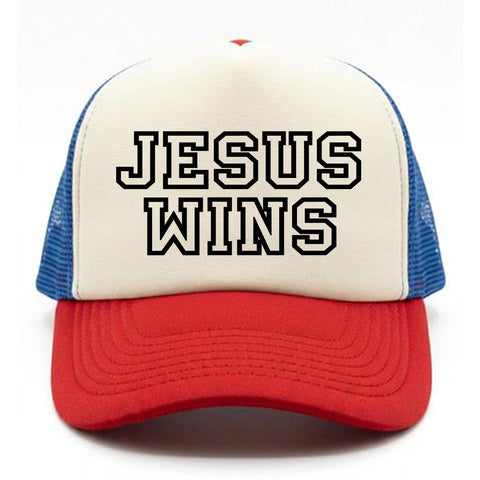 Jesus Wins Printed Trucker Hat