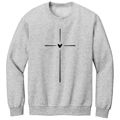 Jesus Cross Heart Premium Printed Crewneck Sweatshirt