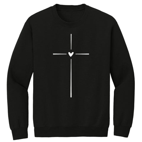Jesus Cross Heart Premium Printed Crewneck Sweatshirt