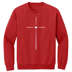 Jesus Cross Heart Premium Printed Crewneck Sweatshirt