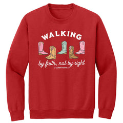 Walking By Faith Premium Printed Crewneck Sweatshirt