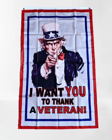 I Want You To Thank A Veteran Flag 12x18" WH3