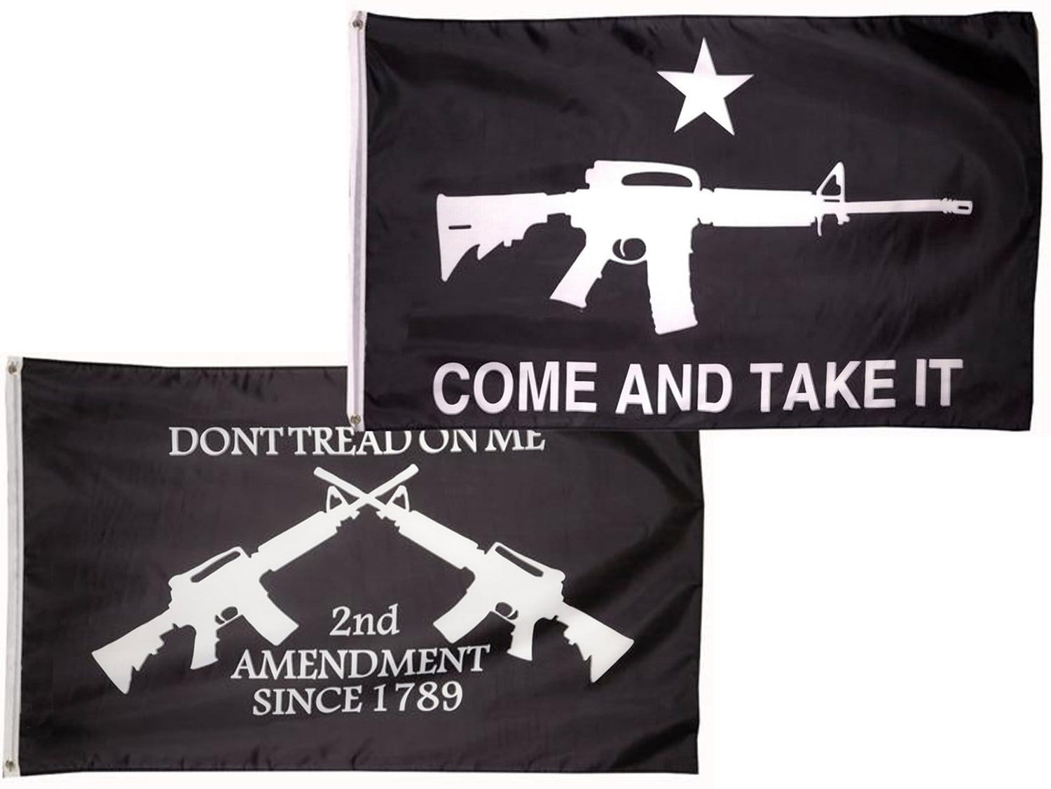 Combo Deal Don't Tread on Me Second Amendment Gun Flag  & Come And Take It Flag 3x5 Flag (WH3)